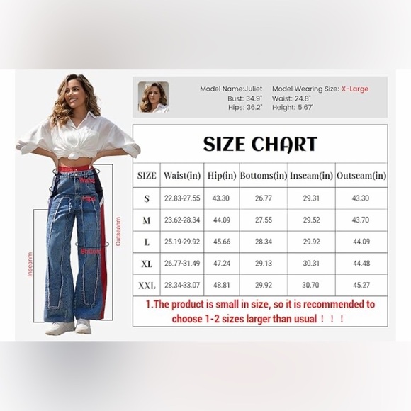 NEW Women’s Y2K High Waist Hip Hop Casual Trendy Baggy Pants Size L - Picture 6 of 13